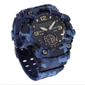 Ativa Blue Camo Sport Watch Analog Digital Water Resistant NWT
